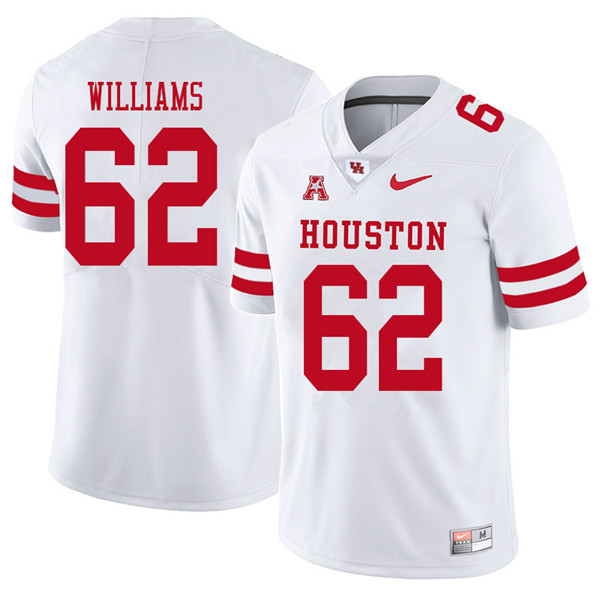 2018 Men #62 Jarrid Williams Houston Cougars College Football Jerseys Sale-White - Click Image to Close